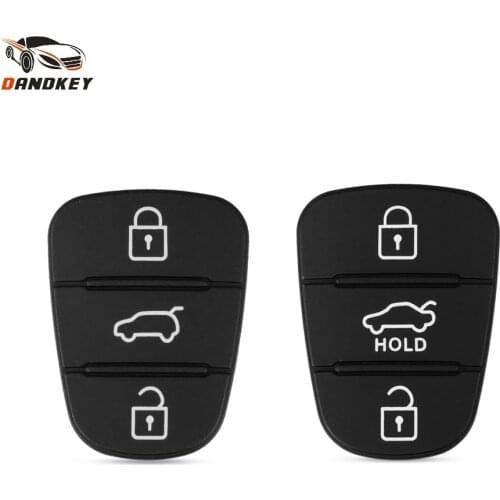Dandkey 50X New Replacement 3 Buttons Rubber Pad Key Shell For Hyundai I30 IX35 Kia K2 K5 Flip Remote Car Key Fob Case Cover