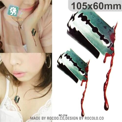 Halloween waterproof temporary tattoos paper for men women 3d reality blood scar design tattoo sticker RC2214