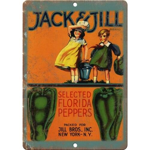 Jack & Jill Florida Peppers Decor 12x8 Inch Wall Decor Metal Tin Signs Kitchen Garage Bar