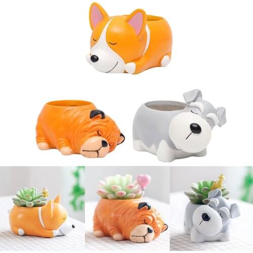 3xCute Animals Succulent Plants Pots Shar Pei Corgi Cactus Plant Mini Flower Pot