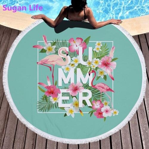 NEW Boho Beach Towels Printed Tropical Plants Beach Towel Microfiber Round Fabric Bath Towels For Living Room Home Decorative