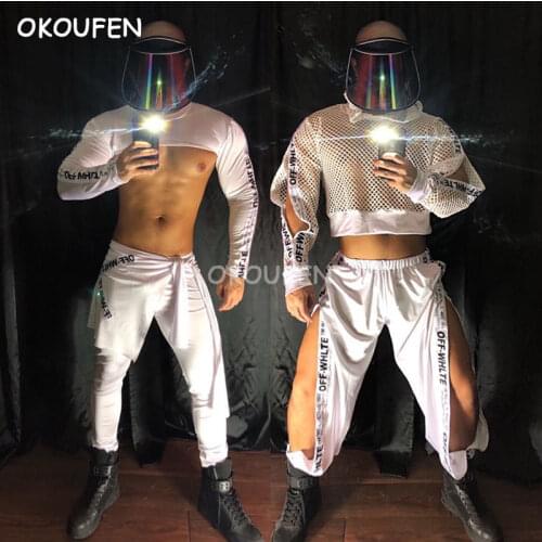 Bar nightclub men and women clothing sexy night show ds white technology future theme costume new style