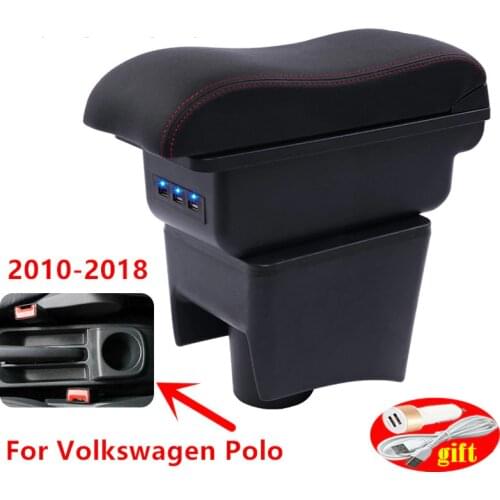 For Volkswagen Polo Mk5 6R Vento 2010-2018 Dual Layer Armrest Arm Rest Center Centre Console Storage Box Tray 2012 2013 2014