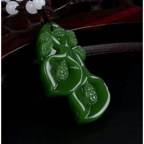 Drop shipping Beautifully Green Nephrite Orchid Ruyi Pendant Green Auspicious Magnolia Jades Pendant Jewelry women mom gift
