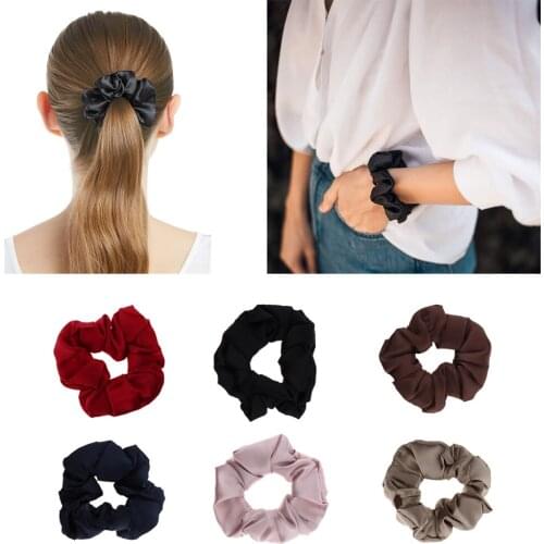 100% Silk Hair Scrunchies Elastic Hair Bands Soft Bobble Hair Ties Ponytail Holder Hair Accessories Headwear Hair Ring
