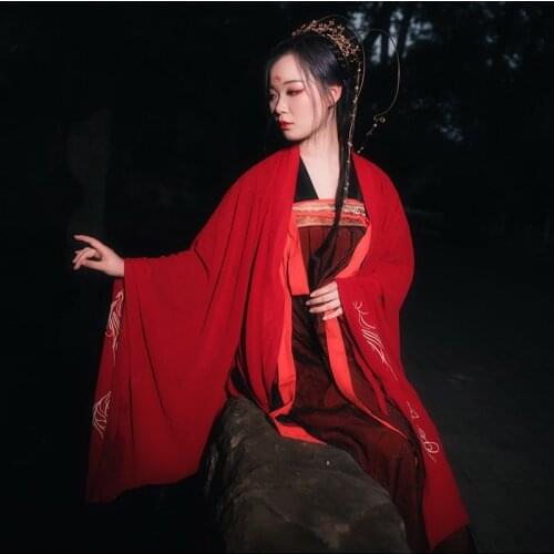 New National Costumes Traditional Chinese Hanfu Dress Chiffon Tang Dynasty Princess Clothes Stage Performance Clothing DWY2815