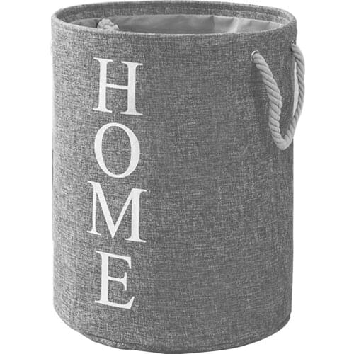 Foldable Linen Laundry Basket with Aluminum Ring Handle, Portable Laundry Bucket Bathroom Clothes Storage Bucket