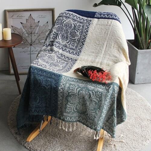 Chenille Blanket Vintage Jacquard Sofa Cover Summer Soft Blankets Piano Cover Cotton Coverlet 2-Sizes Table Cloth