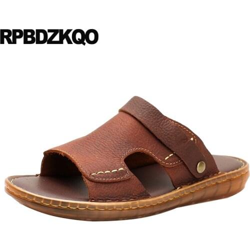 Water plus size shoes designer large 45 men sandals leather summer outdoor slippers black beach fashion 2019 brown slides native