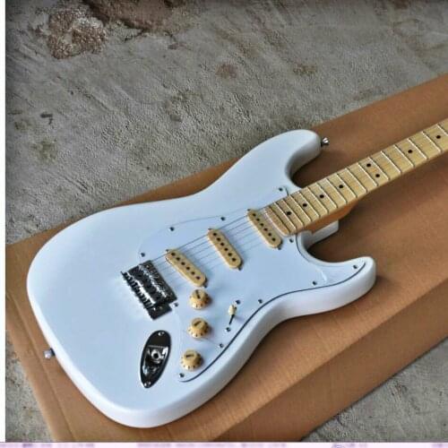 Top quality FPST-1053 white color solid body white pickguard reverse headstock electric guitar, Free shipping