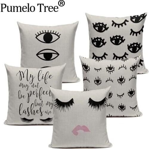 High Quality Eyelash Cushions Cover Heart Home Decor Linen Pillow Cover Customized Decorative Car Sofa Throw Pillows Pillowcase