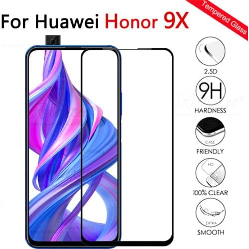 Protective Glass For Honor 9x Full cover Screen Protector on the For honor hono 9x 9 x x9 honor9x Tempered glass display Film 9h