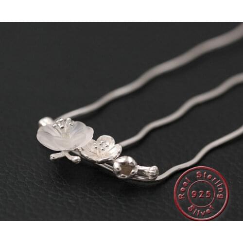 Amxiu New Natural Crystal Hair Combs 925 Sterling Silver Hair Jewelry Handmade Hair Sticks Flower Hairpins For Women Accessories