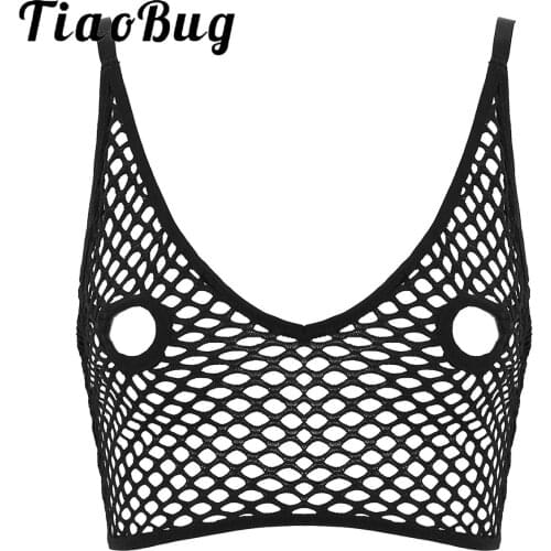 Women Black Sheer Fishnet Sexy Lingerie Erotic Bra Crop Tops Underwear See-throught Hollow Out Open Cup Nipples Bras Pole Dance
