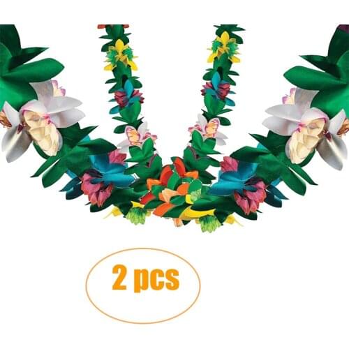 2 PCS Colorful 3 m Paper Flower Garlands for Hawaiian Theme Wedding Birthday Parties and Events Hanging Decorative