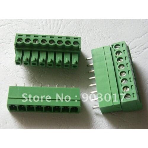 20 pcs Pitch 3.81mm 8pin/way Screw Terminal Block Connector Green Color Pluggable Type with pin