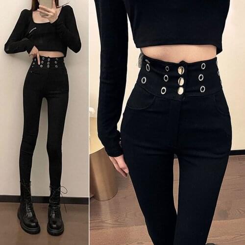 Women 2021 Spring Autumn Fashion Plus Size Pencil Pants Female Solid Color Pocket Trousers Ladies Slim Jeggings Skinny Pant