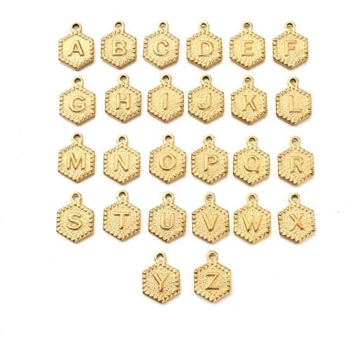 A-Z Initial Charm Stainless Steel Alphabet Letters Charm For Jewelry Making Gold/Silver Color Metal Initial Charms 26pcs