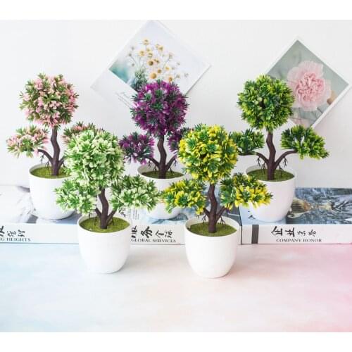 3Forks Green Grass Ball Artificial Small Pine Tree Potted Bonsai Home Bedroom Balcony Decor Fake Plants Festival Party Supplies