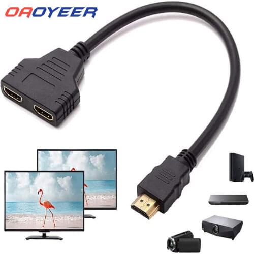 30cmHDMI-compatible Splitter Cable 1 Male To Dual HDMI-compatible 2 Female Y Splitter Adapter in HDMI-compatible HD LED LCD TV