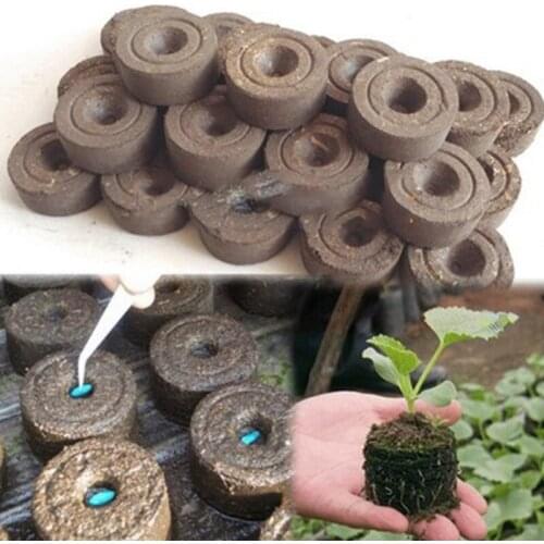 5PCS Compressed Mud For Nursery Block Round Nutrient Matrix Block Sowing Charcoal Block Cultivation Substrate Gardening Tool