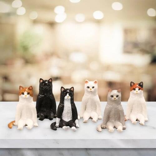 6-Packs Lovely Cat Ornaments Creative Girl Ornament for Personality Home Decoration Accessories Desktop Models