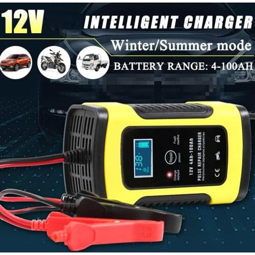 Car Battery Charger Automatic Smart Motorcycle Battery Charger Maintainer 12V 6A Universal Motorcycle Car Battery Pulse Chargers