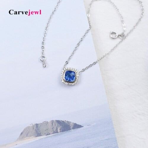 Carvejewl new short necklace Cubic Zirconia cute square pendant thin simple chain necklace for women jewelry girl gift wholesale
