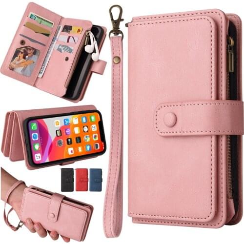 Zipper Purse Cover for Realme 8 Pro GT V5 V13 C11 C12 C13 C15 C21 Find X3 Neo X3 Pro KickStand Card Holder Leather Wallet Case