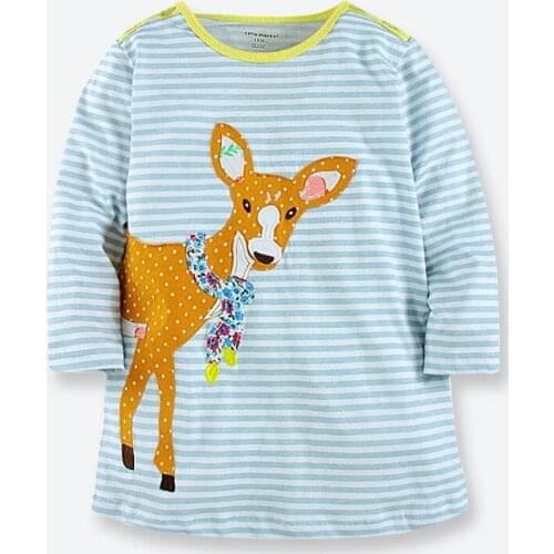 Spring Autumn Girls Dress with Long Sleeves Cartoon Patch Baby Girls Dress Casual Kids Clothes Soft Childrens Clothing 1-6 Yrs