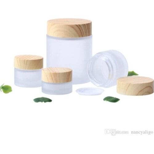 Cheap Frosted Clear 5g 10g 15g 30g 50g 100g Empty Cosmetic Jars Makeup Cream Face Containers Skin Care Packing Bottles With Wood