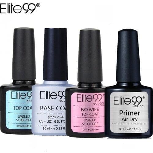 Elite99 10ml No Wipe Top Coat UV Gel Polish Strengthen Nail Primer Cleaning Top Base Coat Soak Off UV LED Lamp Nail Art Manicure