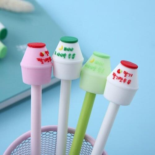 Ellen Brook 1 PCS Korean Stationery Cute Stationary Milk Bottle Gel Pen School Supplies Office Kawaii Supply Gift Creative Gift
