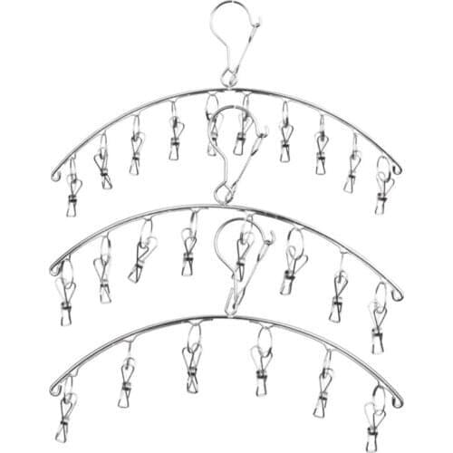 High Quality Stainless Steel Necktie Socks Clips Rack Windproof Space Saving Hook Clothes Hangers LX8565