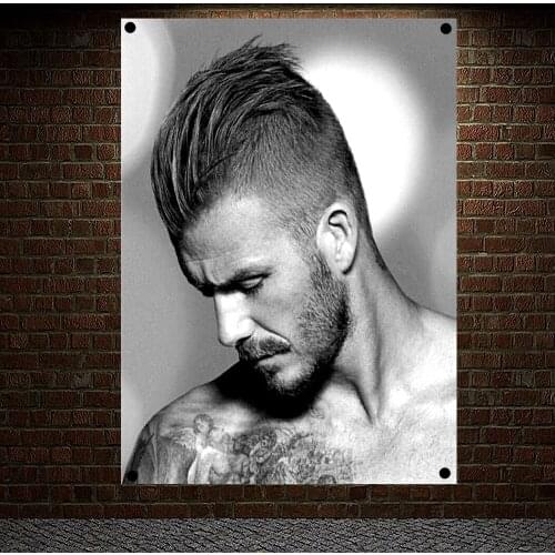 Football star-Hairstyle Beard-Designs Hair Salon Tapestry Banner Flag Four-Hole Cloth Art Canvas Painting Barber Shop Wall Decor
