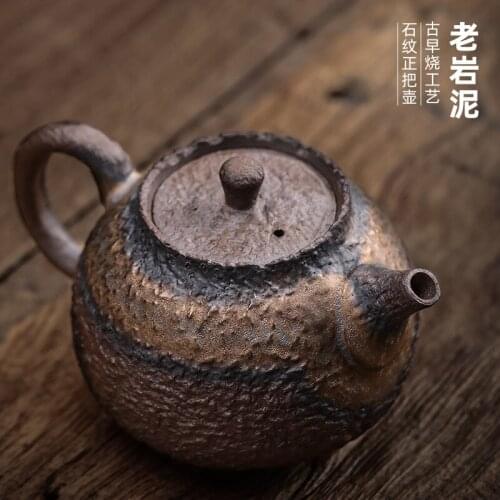 The stone pattern is putting the pot, handmade retro Japanese stoneware small teapot