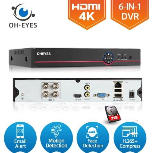 H.265 Hybrid 6 in 1 NVR TVI CVI AHD CCTV DVR Security Camera System 4K 4 Channel DVR Recorder XMEYE Digital Video Recorder 8MP
