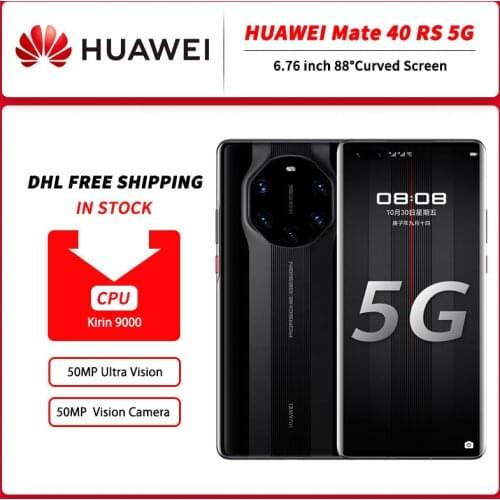 STOCK HUAWEI Mate 40 RS 5G MobilePhone 6.76 inch 88°Curved Screen 5 nm Kirin 9000 Octa Core Gesture Sensor 50MP Ultra Vision Cam