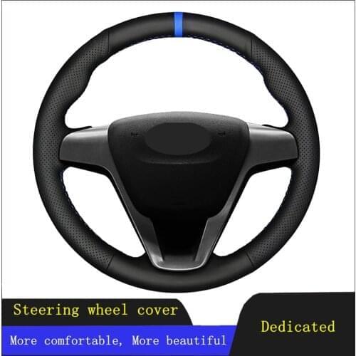 Car Products Car Accessories Steering Wheel Cover Black Hand-stitched Artificial Leather For Lada Xray 2015-2019 Vesta 2015-2019