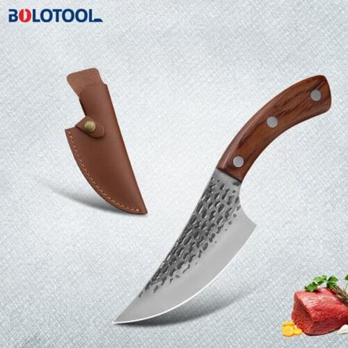Kitchen Knife Forged Handmade Serbian Butcher Knife High Carbon Clad Steel Fish Meat Cleaver Boning Outdoor Survival BBQ Tools