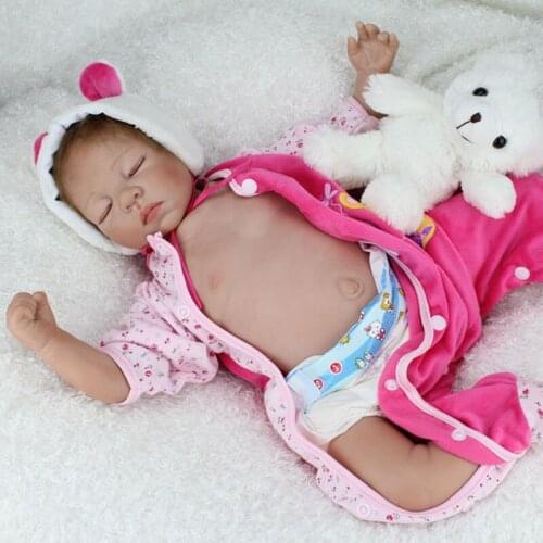 NPK DOLL Silicone Reborn Baby Dolls Sleeping Babies Lifelike cotton body with Vinyl Belly 55cm bebes Reborn menina bonecas gift
