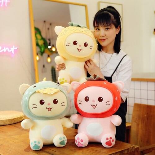 Cute 20/30/45cmplush cat Pillow stuffed soft doll Transform pineapple Strawberry apple good quality christmas gift for kid lover