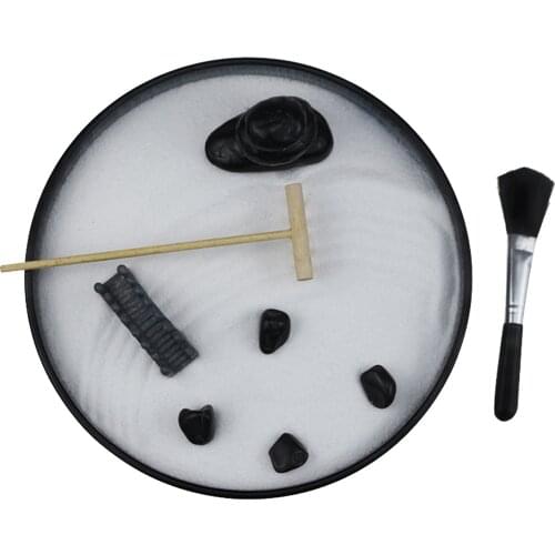 Mini Zen Garden Sand Tray Rake Rocks Bridge Sandbox Meditation Gifts for Stress Relief Home Office Tabletop Micro Landscape