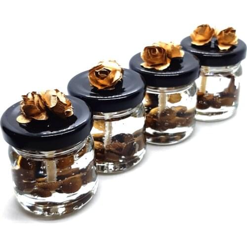 Coffee Bean Decorated And Scented Jar Gel Candle Set of 4 40 Cc 400 gr