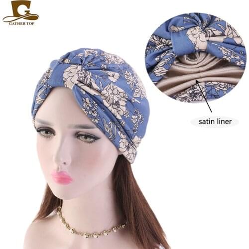 New Fashion Satin Liner Turban Headwrap Women Chemo Cap For Loss Bandana Hijab Turbante Hat Hair Accessories