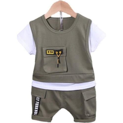 New Fashion Summer Baby Girl Clothes Boys Sport T-Shirt Shorts 2Pcs/Set Toddler Casual Costume Children Clothing Kids Tracksuits
