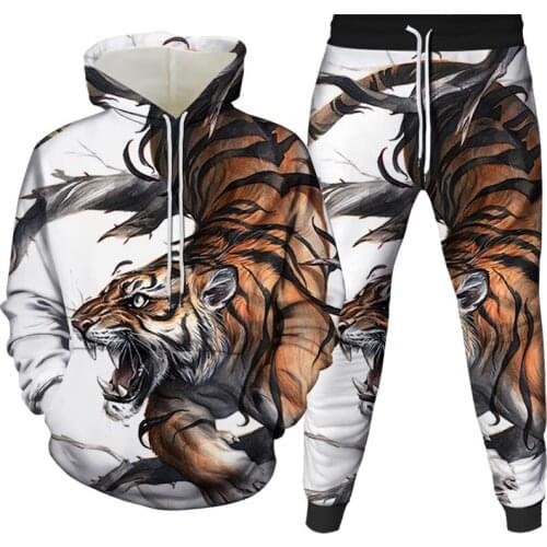 Autumn Tiger King Digital Printing 3d Printed Hoodie Tracksuit Unisex Two-piece Pullover Casual Men/Women Hoodie Sets