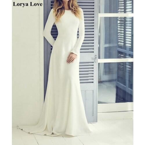 White/Ivory Wedding Dresses 2020 Boho Long Sleeves Elegant Korea Summer Plus Size Satin Bridal Gowns Cheap Vestidos De Novia