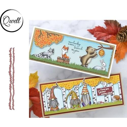 QWELL 232*21.5mm Slimline Lawn Grass Line Cutting Dies Set for Craft Paper Cards DIY Scrapbooking Album 2021 New Metal