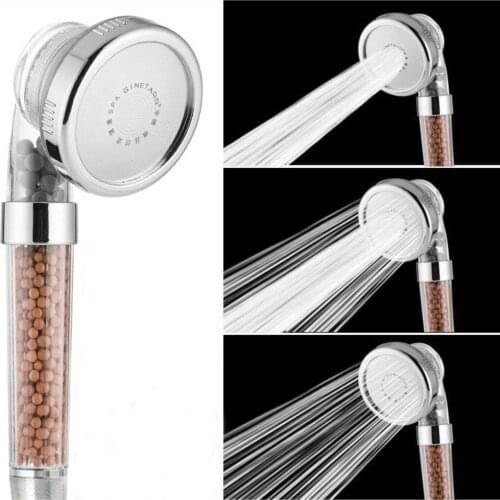 Bathroom 3 Function Adjustable Jetting Shower Head High Pressure Water Saving Anion Stone Filter SPA Shower Heads